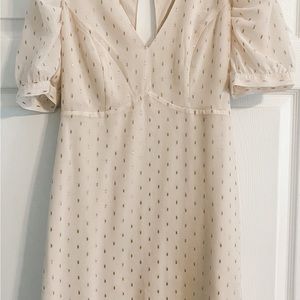 Express Women’s beige metallic clip dot dress size medium